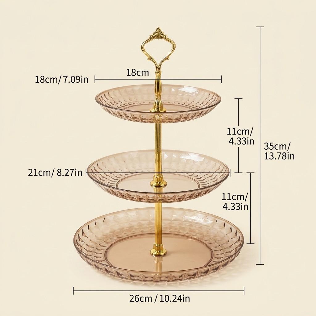 Tiered Plastic Serving Tray Cake Stand 2/3 Tier Reusable Dessert Plate Fruit Food Dishes Tableware Catering Buffet Sweet Table