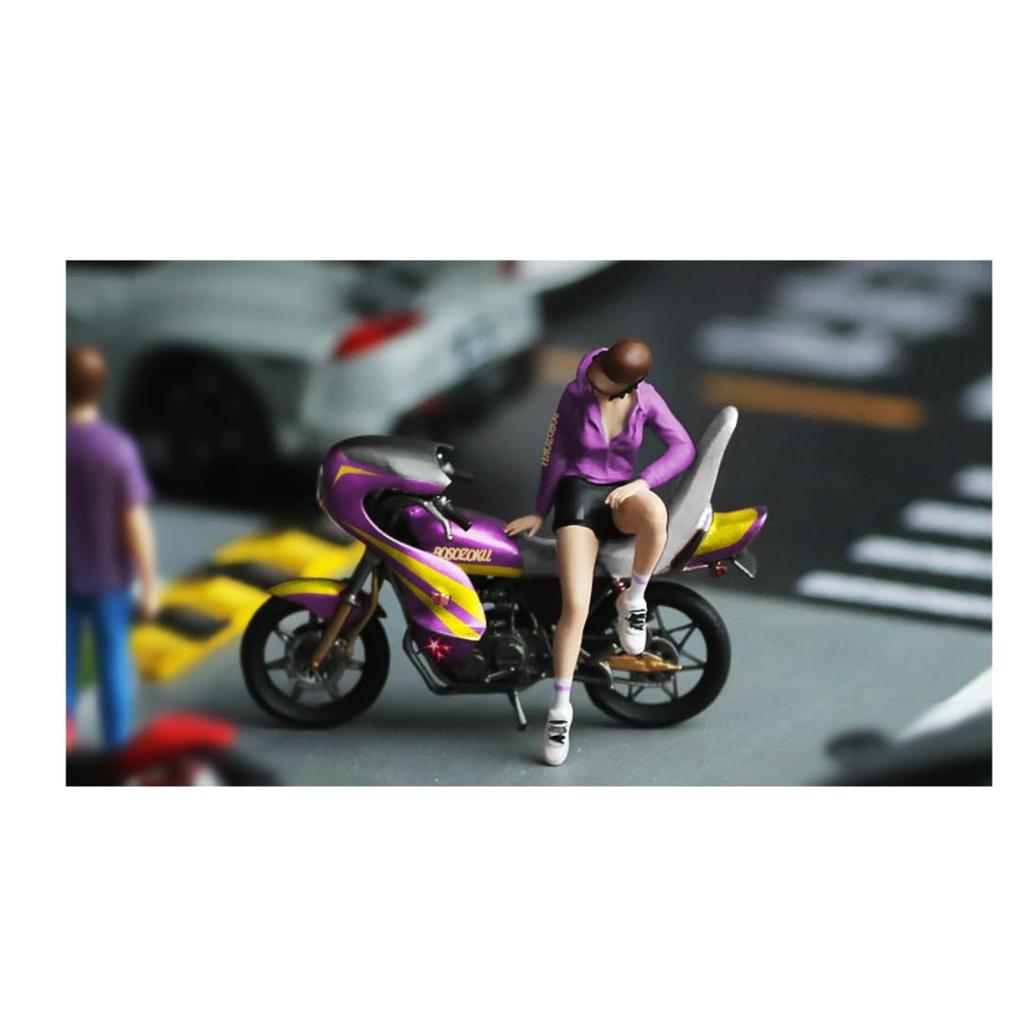 Moreart Miniature Figure Bike Set MO222053 Model Girl Model Diorama Minicar 1/64 & [Used]