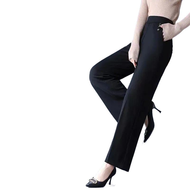 2026 Spring & Autumn High-Waist Plus Size Wide-Leg Casual Pants for Middle-Aged & Elderly Women