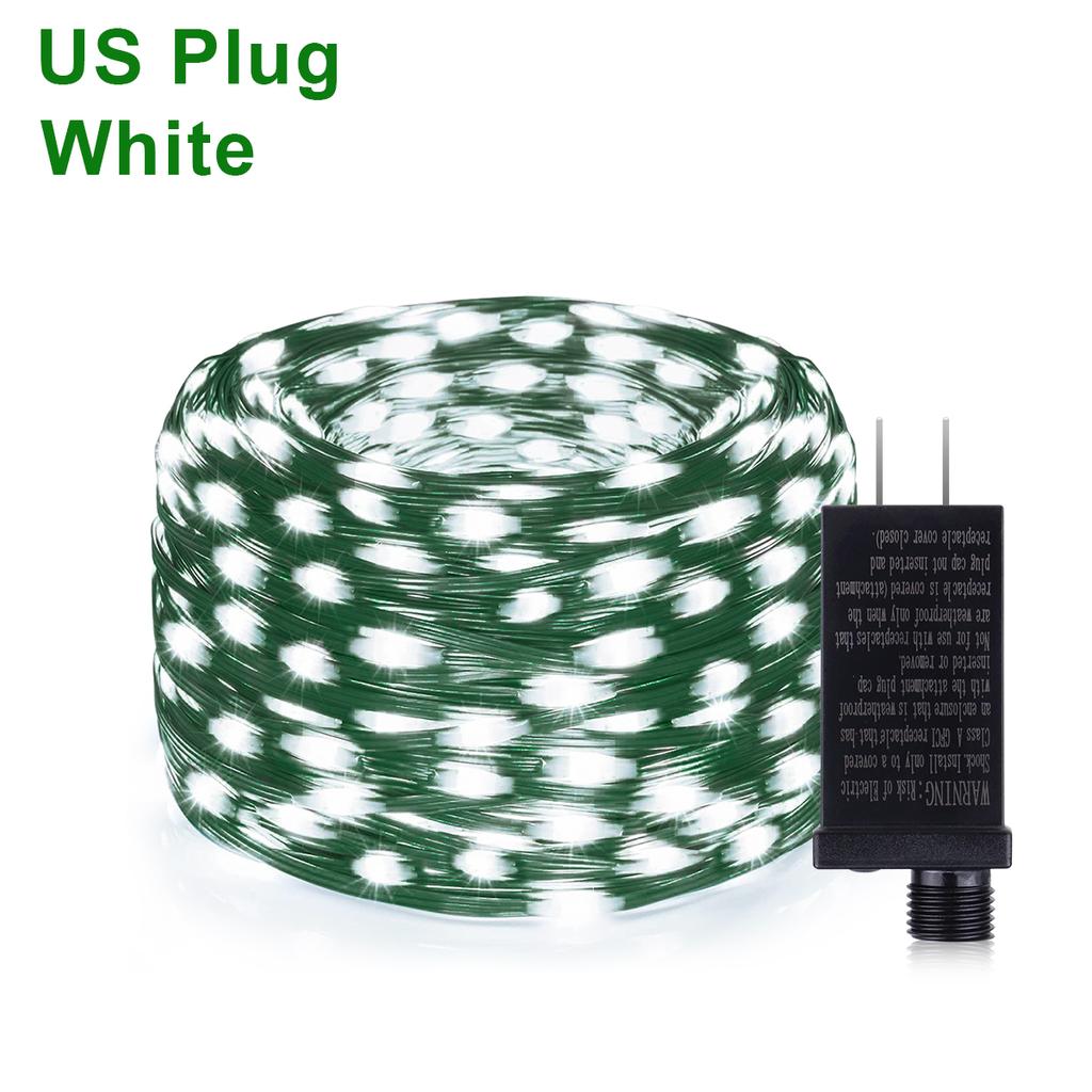 Quick Solar Rechargeable LED Green Wire String Light 110V 220V Waterproof Fairy Lights Outdoor Patio Garden Christmas Decoration