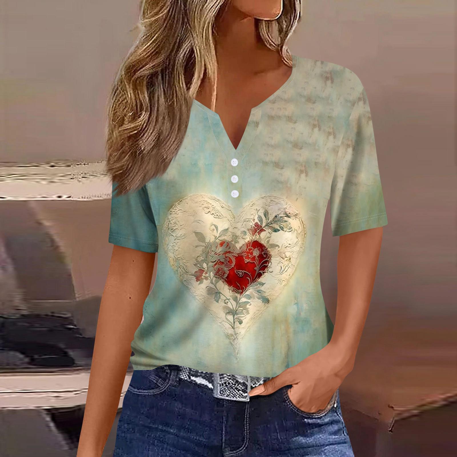 Женская мода повседневный короткий рукав цветочный принт топ S