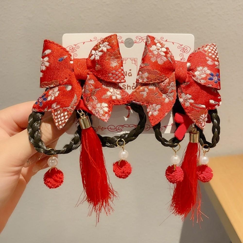 New Red Antique Chinese Style Hair Clip Tassel Traditional Retro Hanfu Accessories Children's Hair Clip Holiday Gift
