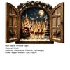 Indoor Christmas Home Decor Santa Claus Window Light, 3D Lighted Wall Decor, Warm LED Reindeer Snowy White Festive Lighting Village Scene, USB Powered