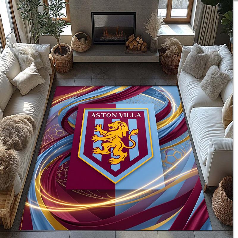Tappeto in Velluto di Cristallo con Stampa Calcio Aston Villa, Comodo Assorbente d'Acqua Antiscivolo Tappeto per Pavimenti Interni