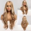 Long Wavy Synthetic Wigs for Black Women Dark Brown Wig Natural Middle Parting Wavy Daily Cosplay Hair Heat Resistant