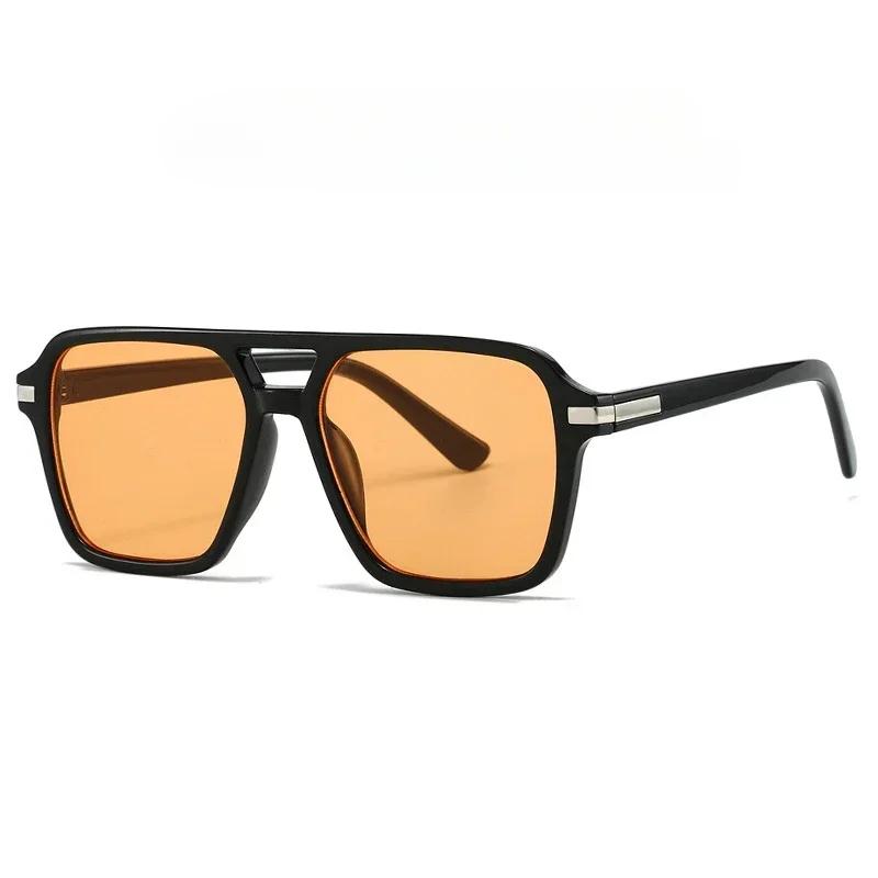 Retro 70s Square Pilot Sunglasses for Women Men Trendy Vintage Double Bridge Shades
