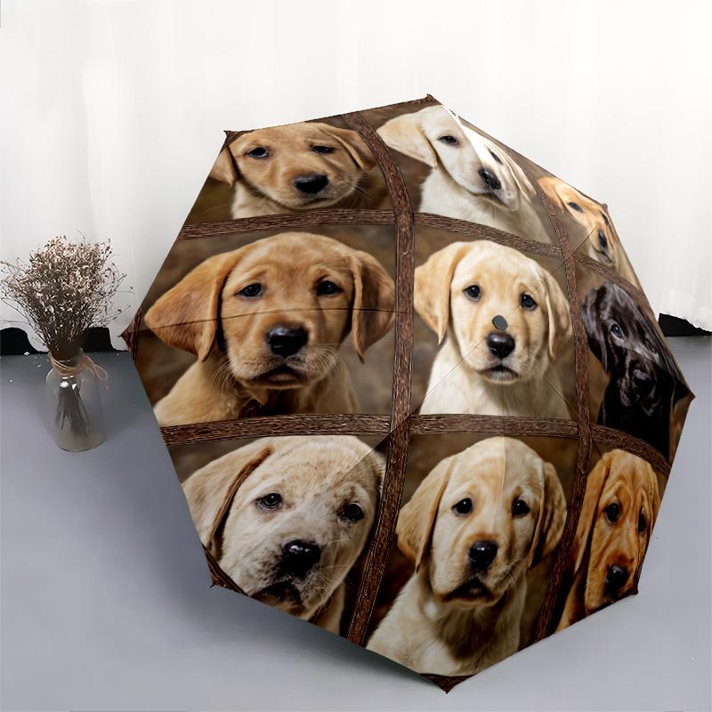 Plaid Dog  pattern, automatic folding umbrella, portable and foldable design, 8 ribs, a Christmas or birthday gift.