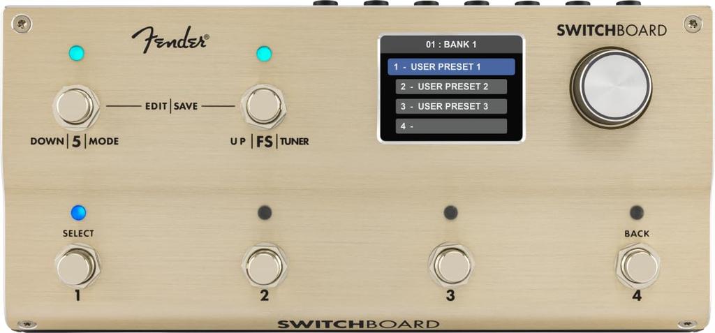 Fender Switchboard Effects Operator Programmable True Bypass Loop Switcher 5 Loops MIDI Output LCD Display Pedalboard Controller