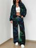 Simple Autumn and Winter New European and American Women's Clothing Yellow-green Camouflage Printing Suit Women