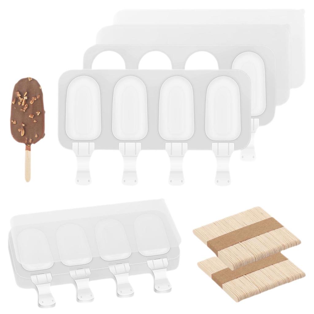 Oval Silicone Ice Pop Mold - Food Grade, 4 Cavities for DIY Popsicles