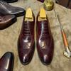 Cowhide Formal Men'S Shoes British Business Casual Shoes Men'S Carved Oxford Brock Leather Shoes