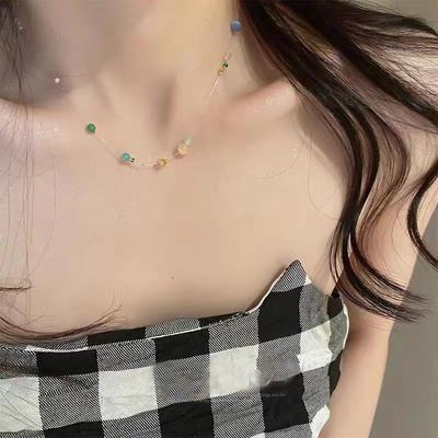 New Girl Colorful Beaded Necklace Women Sweet and Versatile Clavicle Chain Dopamine Accessories Necklace Women Clavicle Chain