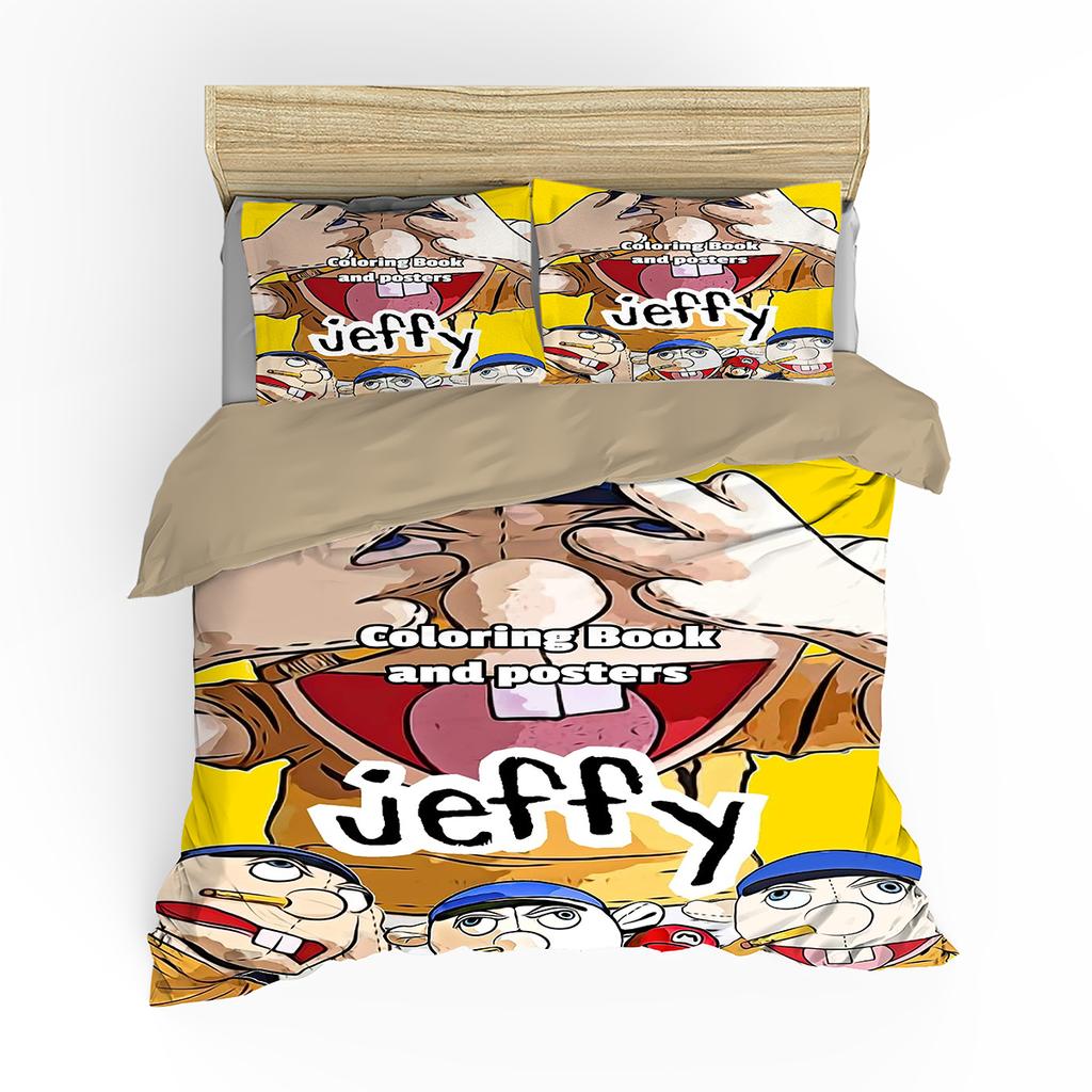 Indecor Cartoon Jeffy 3D Printed Duvet Case Pillowcase Bedding Set Twin Full Queen King Size For Kids Bedroom