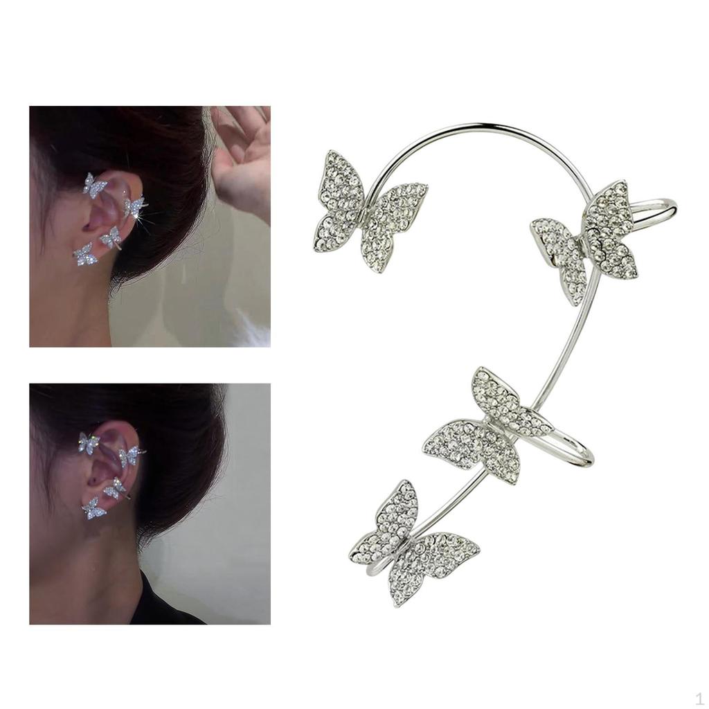 Cuff Earring Butterfly French Style Non- Sparkling Ear Clip Metal Elegant Fashion for Girls