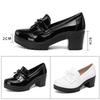 6cm Small Size 33-43 Tassel Med Block Heels Pumps Women Patent Leather Shoes 2025 Thick Bottom Platform Shoes Office Mom Model