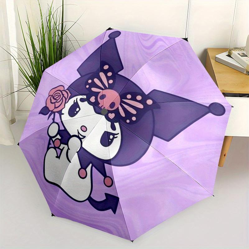 

Kuromi Automatic opening and closing folding umbrella with 8-rib frame and compact travel design, perfect for all occasions | Stylish foldin