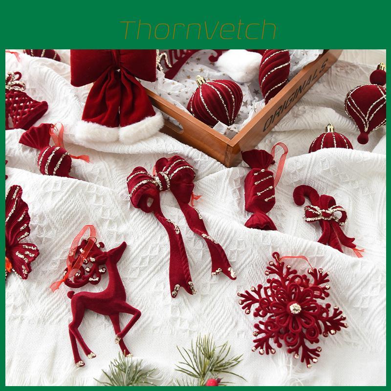 Beautiful Red Velvet Reindeer Hanging Decorations Perfect For Christmas Tree And Window Accents