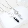 2 Pcs Sun Moon Natural Stone Bullet Pendant Necklack For Men Women Lover Hexagon Pillar Quartz Crystal Stone Column Necklaces