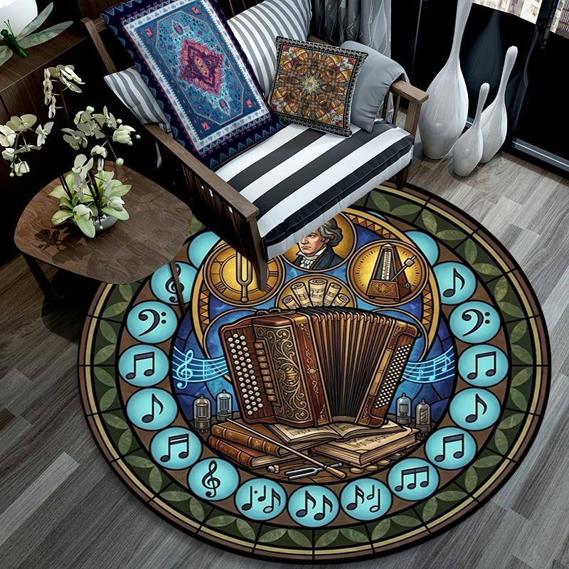 Music Nature Harmony Round Area Rug Under Office Chairs Bedroom Living Room Home Decor