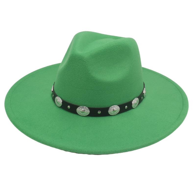 Plus Edge Felt Top Hat Jazz Hat Gentleman Ladies Wind Metal Sheet Hat