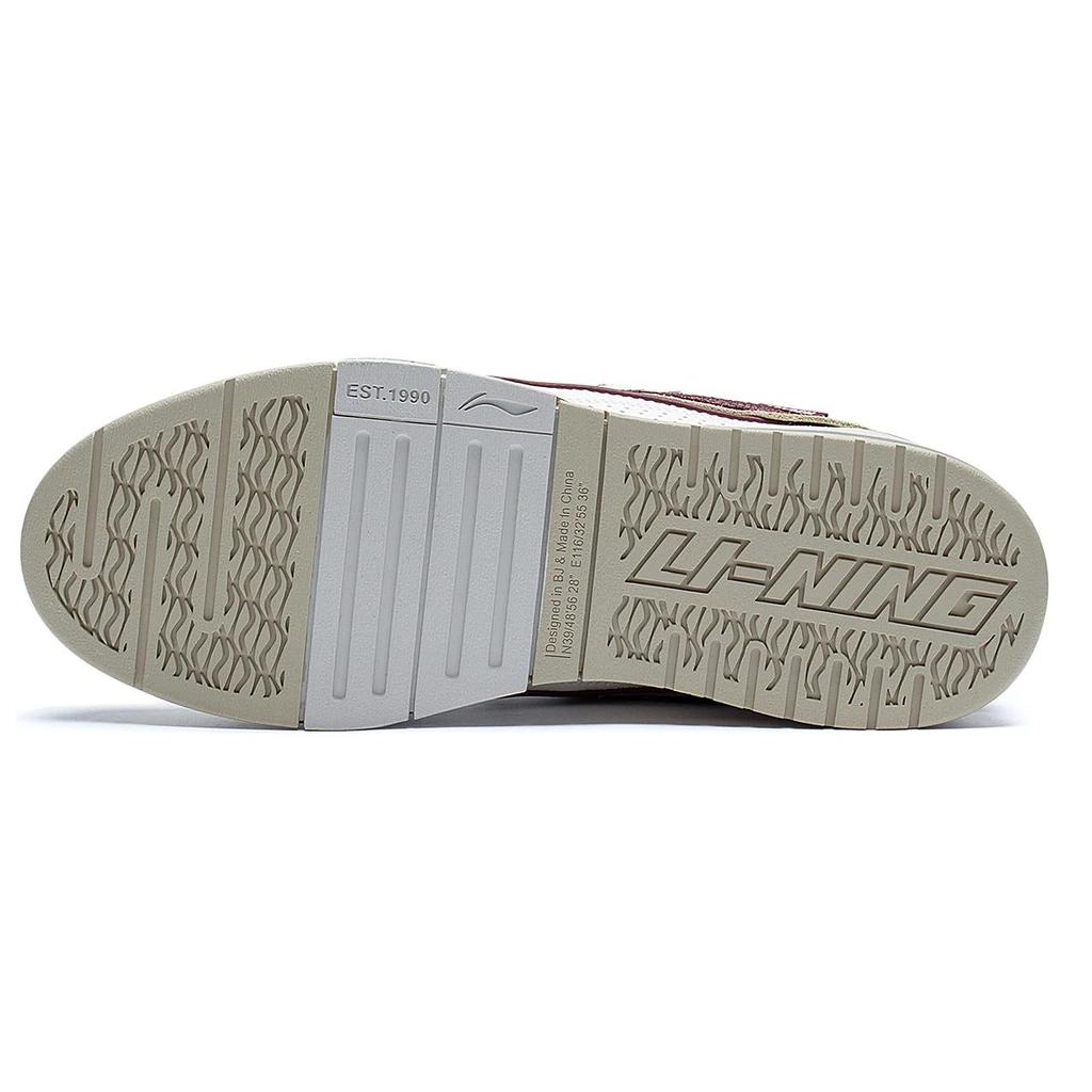 New LiNing Wave Golden Anti Slip Wear Resistant Low Top Skateboard Shoes Men's White Red AECS073-6
