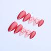 Almond wearing nail red glitter pearlescent love solid color simple high-end nail nail piece