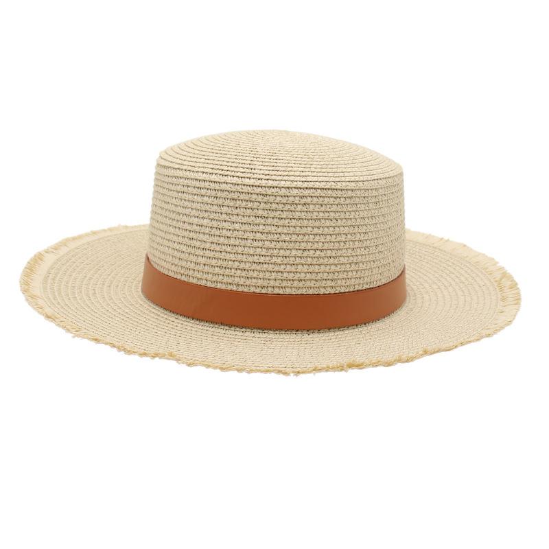 Vacation Flat Top Beach Hat Seaside Visor Rough Rafi Straw Hat Sweet Jazz Hat Panama