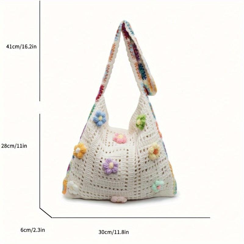 Bohemian Vintage Hollow Floral Contrast Casual Messenger Bag - Assorted Color Fabric with Buttons, Washable By Hand, Open Design, Ideal for Women