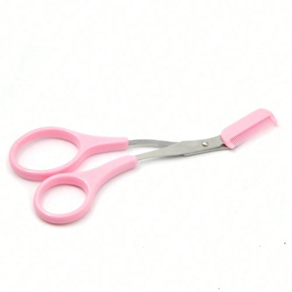 1pc Stainless Steel Eyebrow Trimming Scissors With Comb, Comb And Scissors Integrated, Precise Eyebrow Trimming Tool