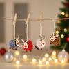 Pom Pom Reindeer Christmas Ornament Plush Elk Hanging Ornaments Wooden Deer Slices Xmas Tree Pendants for Home Party Holiday Decor