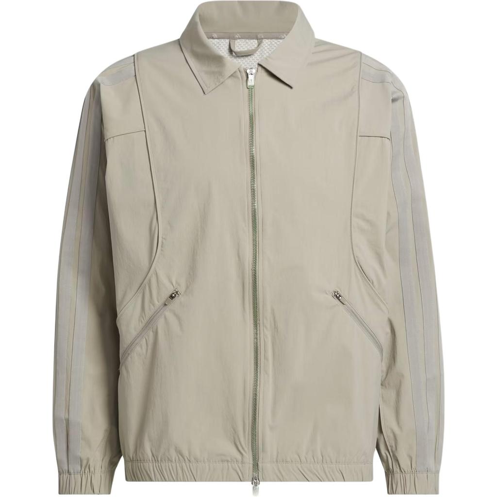 Adidas Beyond Polo Collar Zipper Design Solid Color Small Logo Jacket Men Jacket Light-Brown JF4863