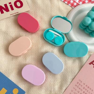 Boîte de lentilles de contact Ins Couleur Rétro Boîte de Soin Compagnon Étui à lentilles de contact pour filles Étui portable pour lentilles de contact avec miroir