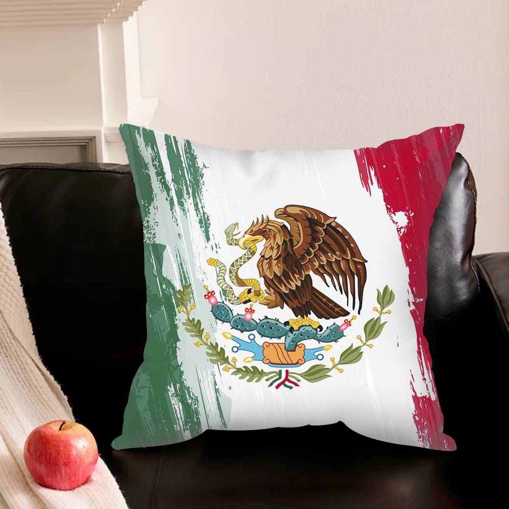 M-Mexiko Flagge Kunst Kissenbezug Für Sofa Zimmer Büro Dekor Druckschutz Kissenhülle Valentinstagsgeschenk Benutzerdefiniert