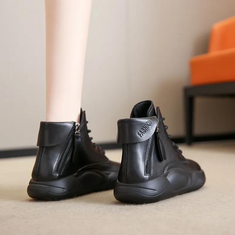 

Ботильоны на толстой подошве телесного цвета для женщин на весну-осень в стиле британской академии, на шнуровке, украшенные молнией, тонкие короткие ботинки 35