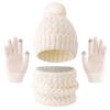Europäisches & Amerikanisches Kinder Herbst/Winter Plus Samt Bommelmützen, Schal & Handschuhe Set