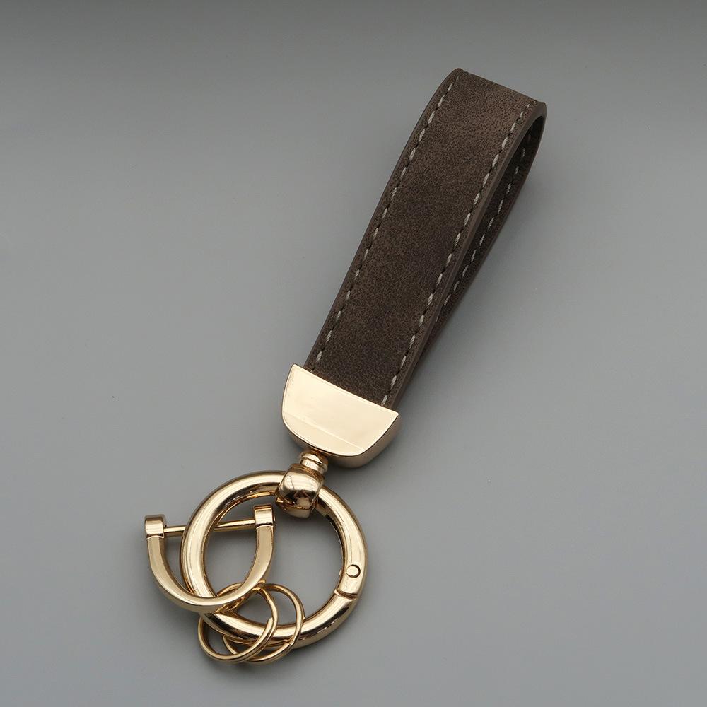 Custom LOGO Suede Leather Keychain Vintage Laser Engrave Car Key Ring Holder for Men and Women Personalized Key Chains Ring