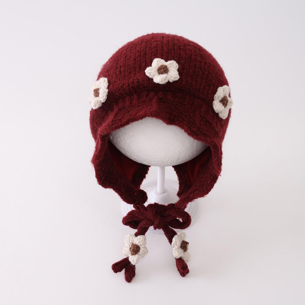 

Baby Knitted Winter Hat With Ears For Toddler Girls Kids Warm Windproof Cap 49-52cm червоний