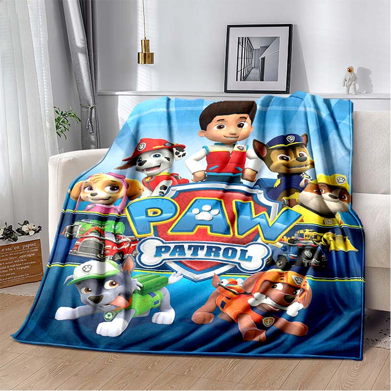PAW Patrol Cartoon Printed Flannel Blanket Soft Warm All Season Throw For Kids Bedroom Sofa Indoor Home Decor Housewarming Gift