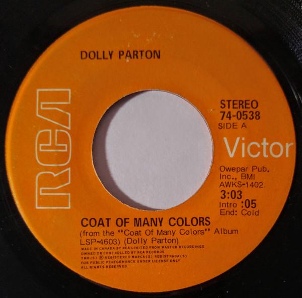 

7inch Record DOLLY PARTON - Coat Of Many Colors 740538 RCA VICTOR 1971 Canada Country/Folk Used