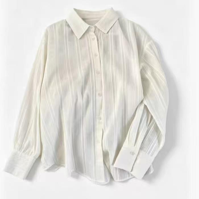 Women's 2026 Summer Cotton Blend Long Sleeve Button-Up Shirt
