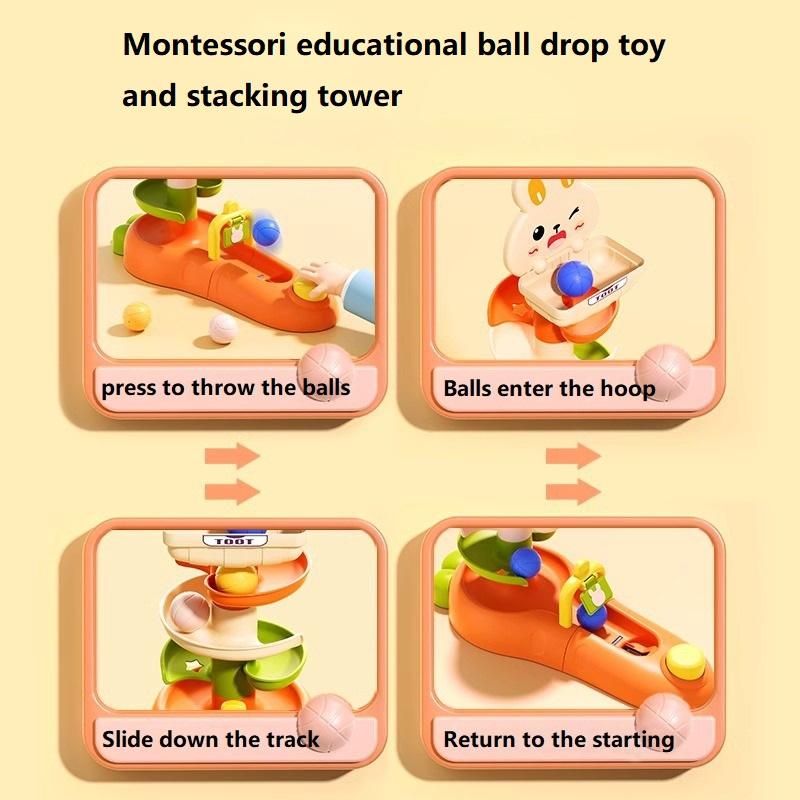 Ball Drop Toys for Toddler Montessori Stacking Tower Toy Baby Development Games Educational Learning Activity Birthday Gift