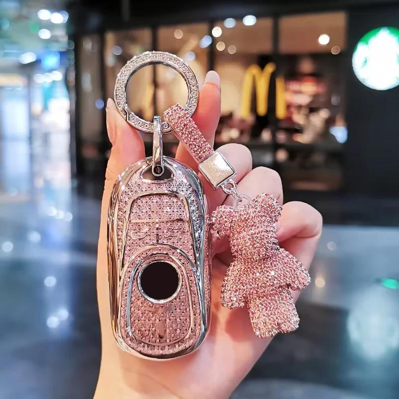 Suitable For 24 Buick Gl8 Keycase Avenir Keycover Key Shell Keychain Car Case Buckle Cute Bear Keychain Sparkling Car Key Case