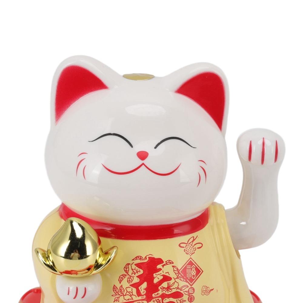 4.13x3.74x3.27in Solar Waving Lucky Cat Plastic Car Dashboard Lucky Cat Window Embellishment жёлтый