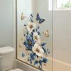 1PC Creative Blue Flower Butterfly Wall Stickers Room Bedroom Living Room Home Background Beautification Decoration Stickers