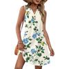 Ladies' Fashionable Floral Patchwork Printed V-neck Button-down Pocket Vest Dress, Beach Vacation Summer Dress