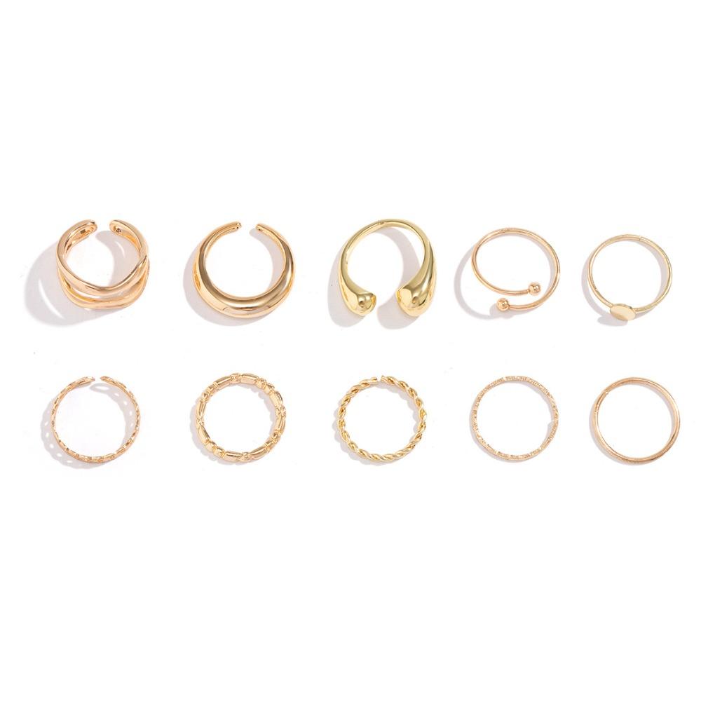 Metal Texture Open Ring Niche Ring Fashion Ring Set