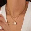 Layered Butterfly Pendant Necklace For Women Gold Plated Stainless Steel Shell Square Jewelry