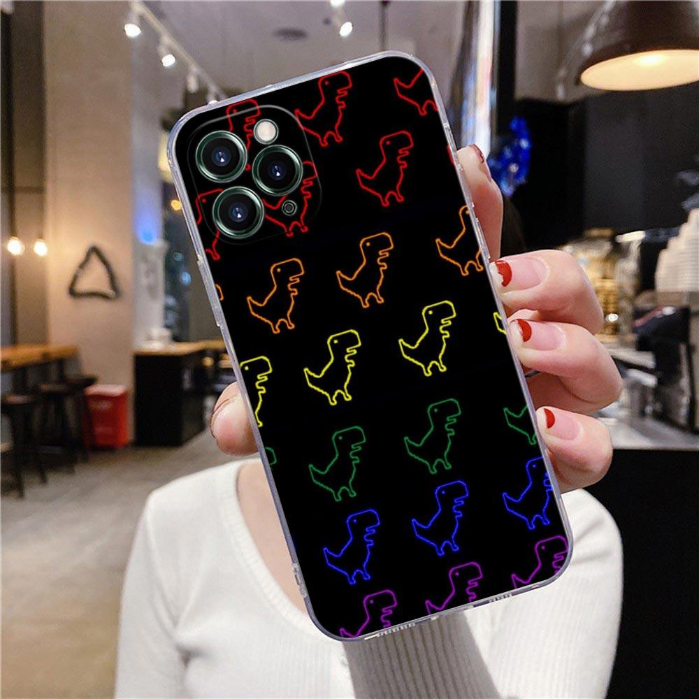 Transparent Phone Case For Apple iPhone 12 11 13 Pro Max Mini XS X XR 7 8 Plus SE 2020 Cases Cover Cute Cartoon Dinosaur Animal