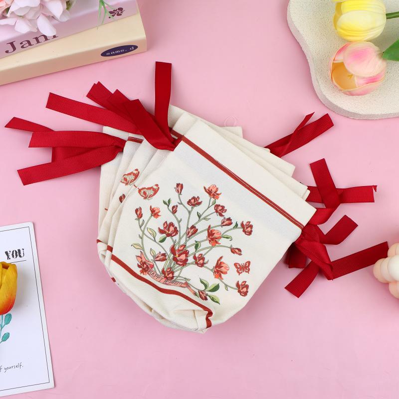 5Pcs Fresh Flower Bags Wedding Gift Bags Sweet Bags With Handles Multi-Functional Drawstring Pouches Durable And Beautiful