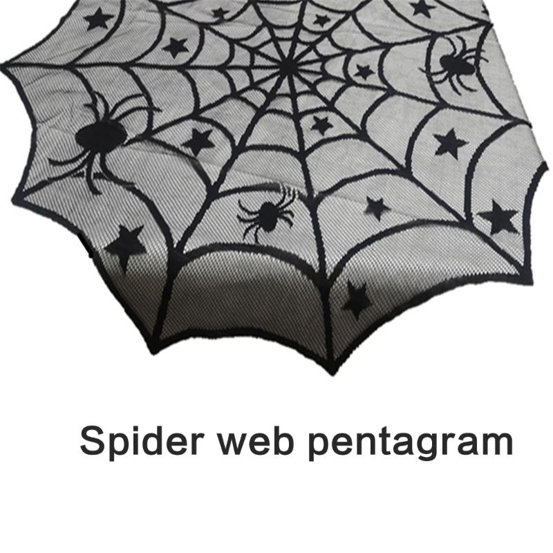 Black Circulars Table Cover Tabletop with Unique Spiderweb Pattern for Modern Dining  Table Toppers Home Textiles